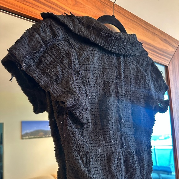 Luna del Pinal Black Knit Cropped Collared Short Sleeve - Picture 5 of 6